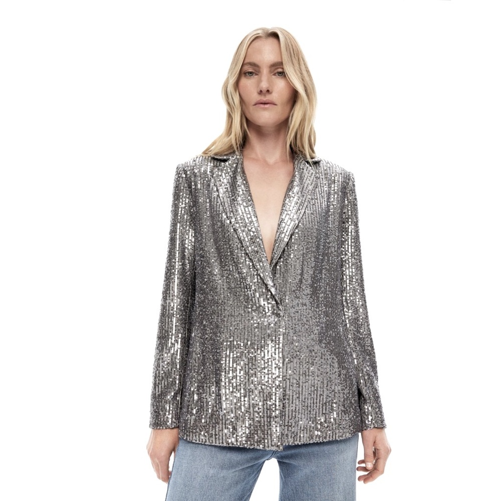 Witchery gunmetal sequin blazer women jacket NWT AU size 8 (US size 4)